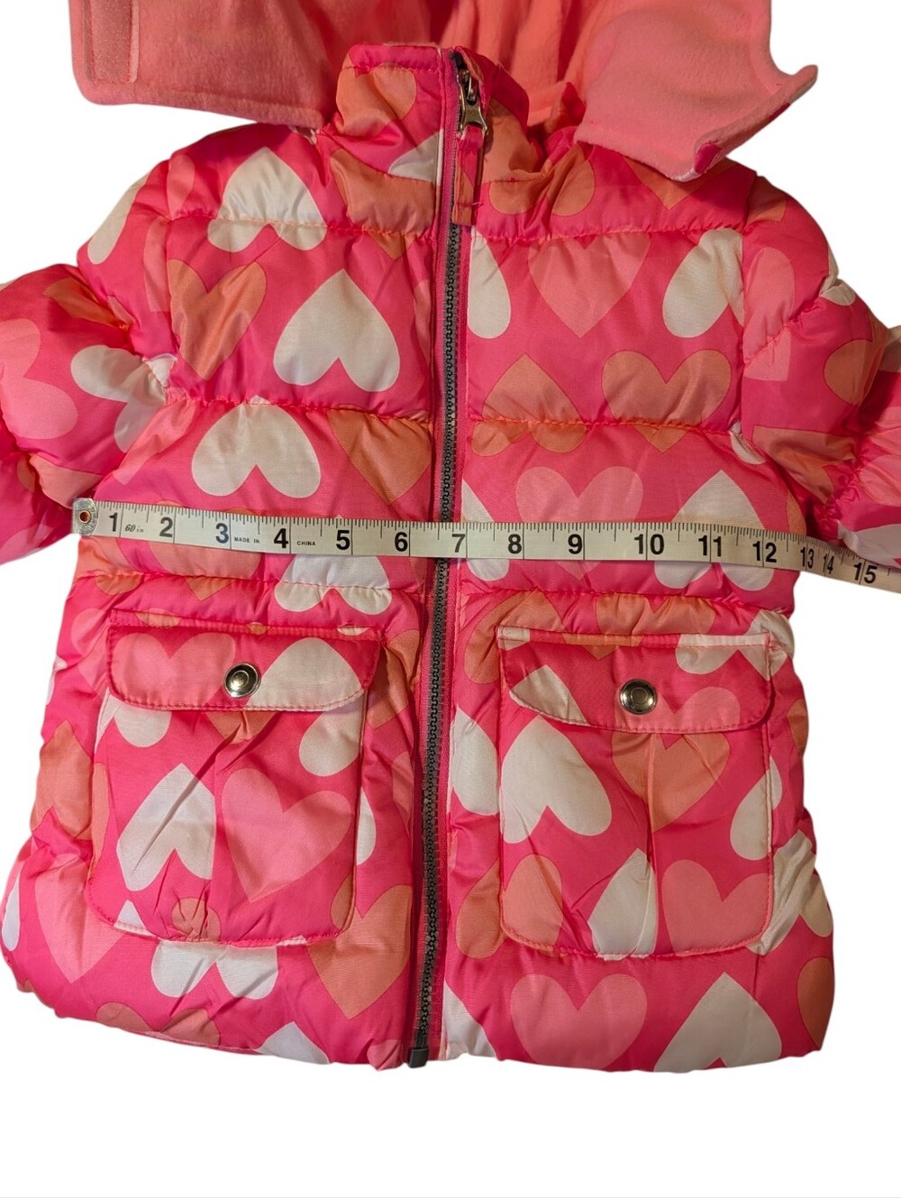 Berkley Jensen Kids Pink Heart Puffer Jacket Hooded Winter Coat Size 2T - Picture 8 of 13